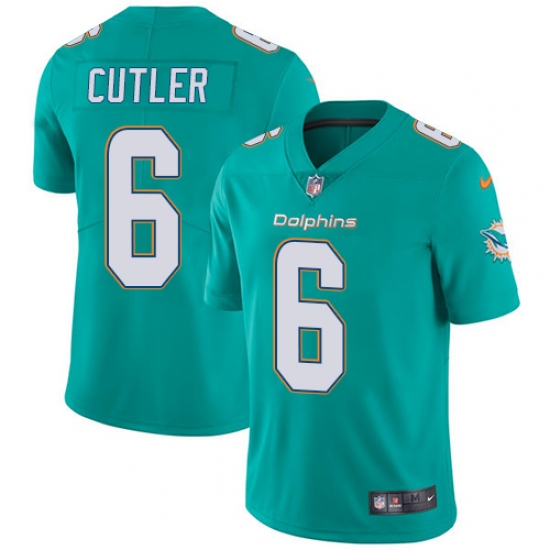 Youth Nike Miami Dolphins #6 Jay Cutler Aqua Green Team Color Vapor Untouchable Limited Player NFL Jersey - Ujersey