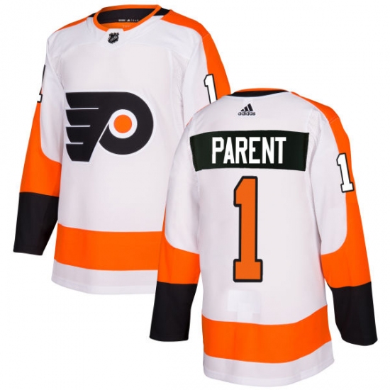 Youth Adidas Philadelphia Flyers #1 Bernie Parent Authentic White Away NHL Jersey - Ujersey