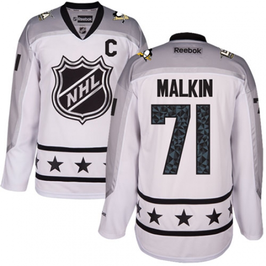 Youth Reebok Pittsburgh Penguins #71 Evgeni Malkin Premier White Metropolitan Division 2017 All-Star NHL Jersey - Ujersey