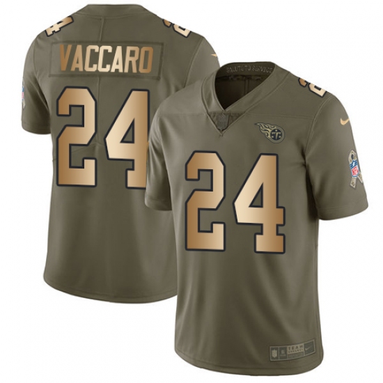 Men Nike Tennessee Titans #24 Kenny Vaccaro Limited Olive Gold 2017 Salute to Service NFL Jersey - Ujersey