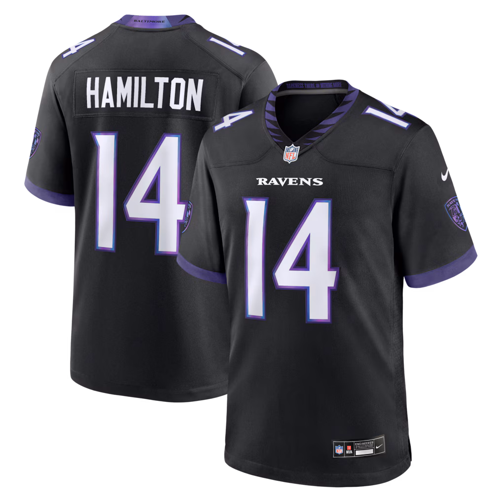 Men's Baltimore Ravens Kyle Hamilton Nike Black Alternate Game Jersey