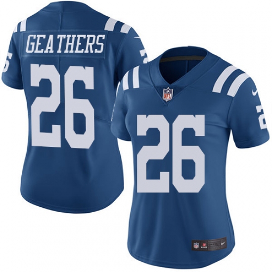 Women's Nike Indianapolis Colts #26 Clayton Geathers Limited Royal Blue Rush Vapor Untouchable NFL Jersey - Ujersey
