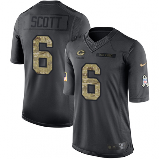 Youth Nike Green Bay Packers #6 JK Scott Limited Black 2016 Salute to Service NFL Jersey - Ujersey