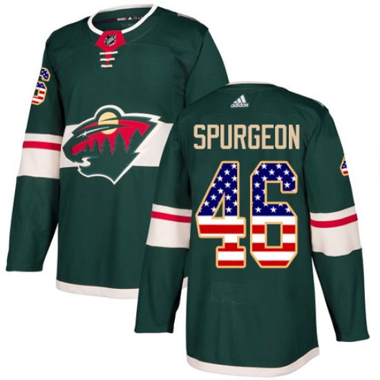 Youth Adidas Minnesota Wild #46 Jared Spurgeon Authentic Green USA Flag Fashion NHL Jersey - Ujersey