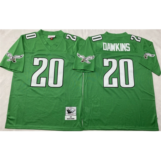 Men's Philadelphia Eagles #20 Brian Dawkins Kelly Green Throwback Stitched Football Jersey - Ujersey