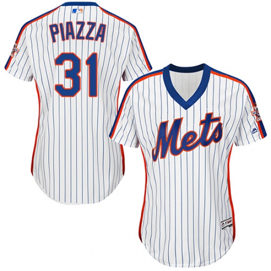 Women's Majestic New York Mets #31 Mike Piazza Authentic White Alternate Cool Base MLB Jersey - Ujersey