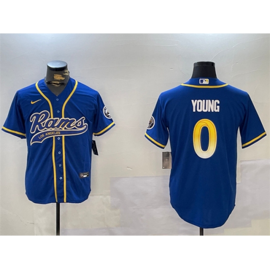 Men's Los Angeles Rams #0 Byron Young Royal Cool Base Stitched Baseball Jerseys - Ujersey