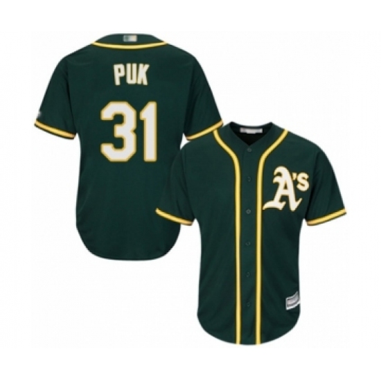 Youth Oakland Athletics #31 A.J. Puk Authentic Green Alternate 1 Cool Base Baseball Player Jersey - Ujersey