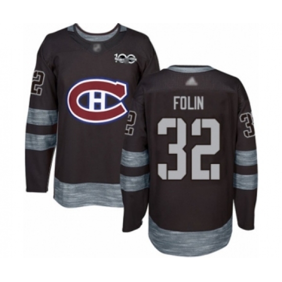 Men's Montreal Canadiens #32 Christian Folin Authentic Black 1917-2017 100th Anniversary Hockey Jersey