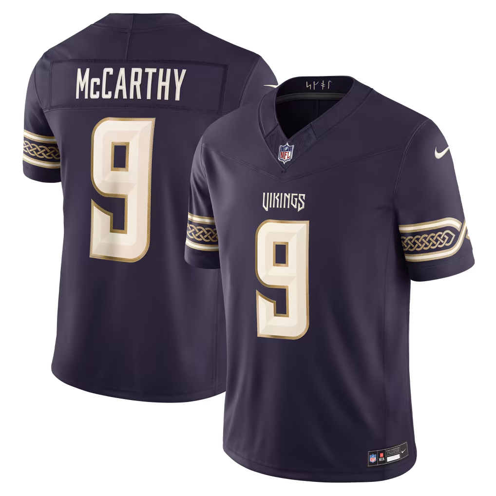Men's Minnesota Vikings J.J. McCarthy Nike Purple 2026 Rivalries Collection Stitched Limited Jersey - U-jersey