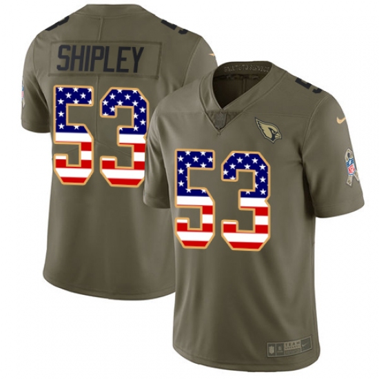 Men's Nike Arizona Cardinals #53 A.Q. Shipley Limited Olive/USA Flag 2017 Salute to Service NFL Jersey - Ujersey
