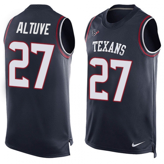 Men's Nike Houston Texans #27 Jose Altuve Limited Navy Blue Player Name & Number Tank Top NFL Jersey - Ujersey