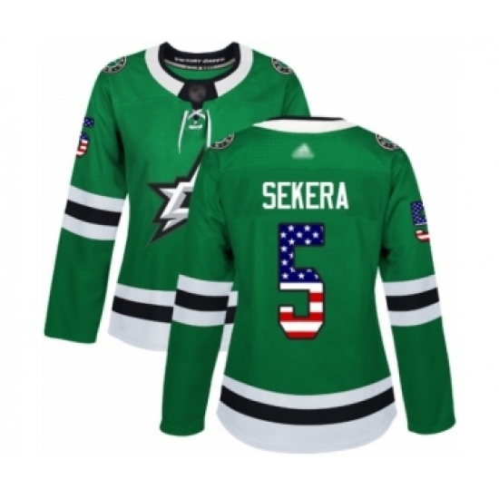 Women's Dallas Stars #5 Andrej Sekera Authentic Green USA Flag Fashion Hockey Jersey