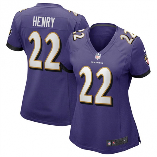 Women's Baltimore Ravens #22 Derrick Henry Purple Football Stitched Jersey(Run Small) - Ujersey