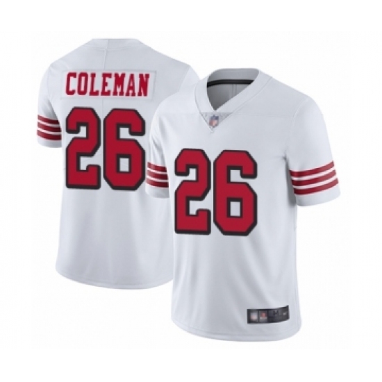 Men's San Francisco 49ers #26 Tevin Coleman Limited White Rush Vapor Untouchable Football Jersey - Ujersey