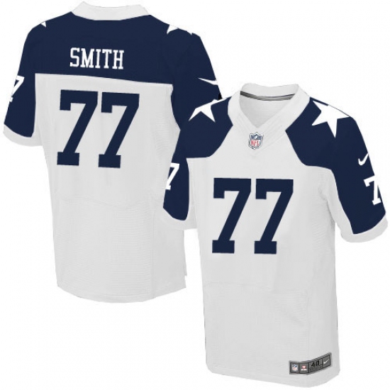 Men's Nike Dallas Cowboys #77 Tyron Smith Elite White Throwback Alternate NFL Jersey - Ujersey