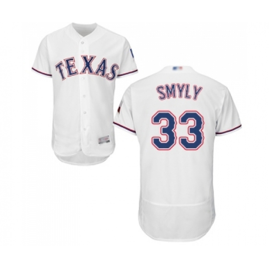 Men's Texas Rangers #33 Drew Smyly White Home Flex Base Authentic Collection Baseball Jersey - Ujersey