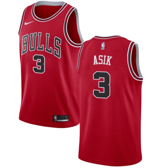 Men's Nike Chicago Bulls #3 Omer Asik Swingman Red Road NBA Jersey - Icon Edition - Ujersey