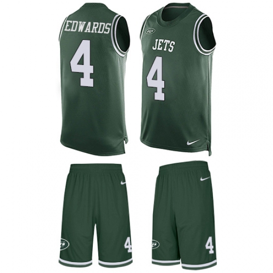 Men's Nike New York Jets #4 Lac Edwards Limited Green Tank Top Suit NFL Jersey