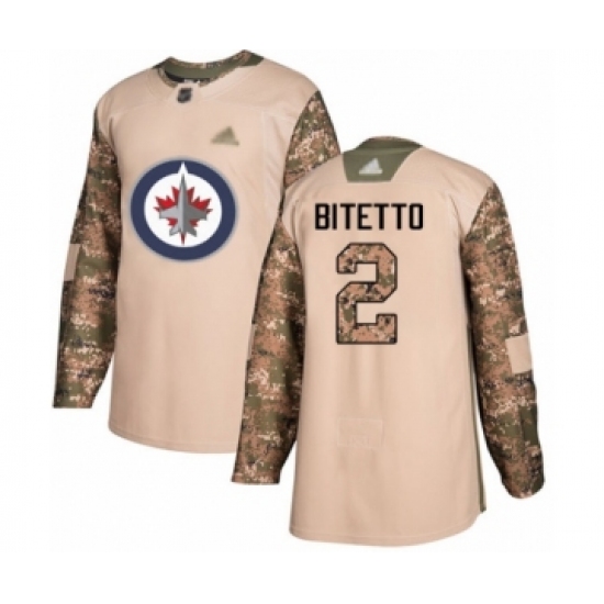 Youth Winnipeg Jets #2 Anthony Bitetto Authentic Camo Veterans Day Practice Hockey Jersey - Ujersey