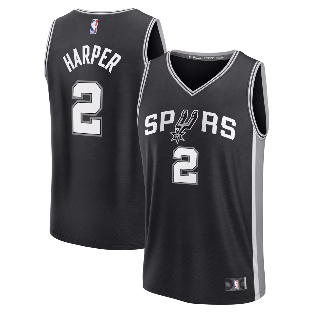 Men's San Antonio Spurs Dylan Harper Fanatics Black Fast Break Jersey - Icon Edition