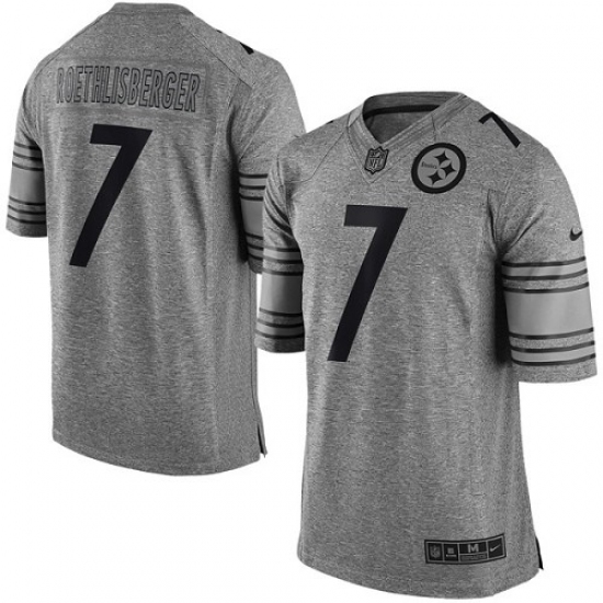 Men's Nike Pittsburgh Steelers #7 Ben Roethlisberger Limited Gray Gridiron NFL Jersey - Ujersey