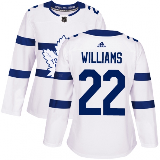 Women's Adidas Toronto Maple Leafs #22 Tiger Williams Authentic White 2018 Stadium Series NHL Jersey - Ujersey