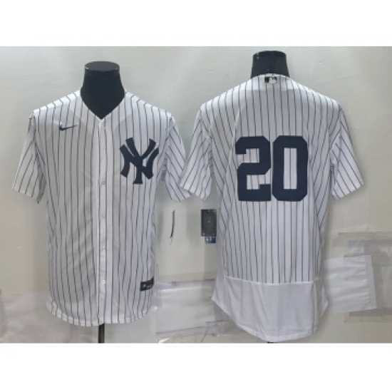 Men's New York Yankees #20 Jorge Posada White No Name Stitched MLB Flex Base Nike Jersey - Ujersey