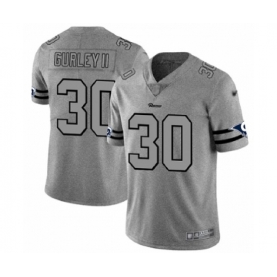 Men's Los Angeles Rams #30 Todd Gurley Limited Gray Team Logo Gridiron Football Jersey - Ujersey