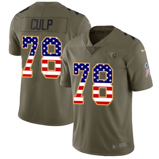 Men's Nike Tennessee Titans #78 Curley Culp Limited Olive/USA Flag 2017 Salute to Service NFL Jersey - Ujersey