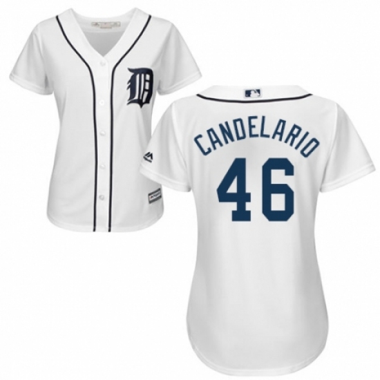 Women's Majestic Detroit Tigers #46 Jeimer Candelario Authentic White Home Cool Base MLB Jersey