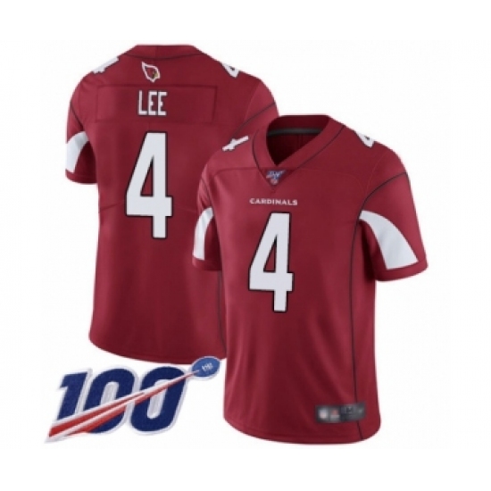Men's Arizona Cardinals #4 Andy Lee Red Team Color Vapor Untouchable Limited Player 100th Season Football Jersey - Ujersey
