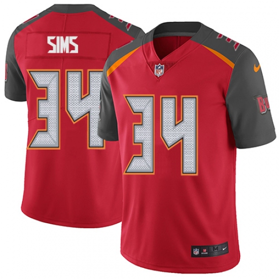 Youth Nike Tampa Bay Buccaneers #34 Charles Sims Red Team Color Vapor Untouchable Limited Player NFL Jersey - Ujersey