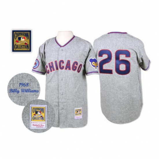 Men's Mitchell and Ness 1968 Chicago Cubs #26 Billy Williams Authentic Grey Throwback MLB Jersey - Ujersey