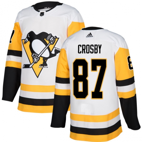 Youth Adidas Pittsburgh Penguins #87 Sidney Crosby Authentic White Away NHL Jersey - Ujersey