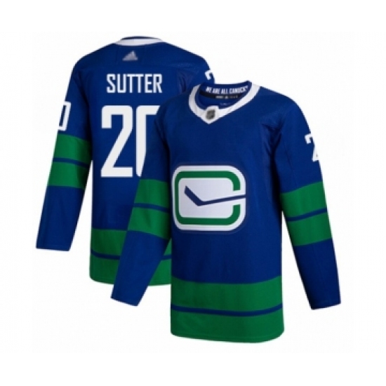 Men's Vancouver Canucks #20 Brandon Sutter Authentic Royal Blue Alternate Hockey Jersey