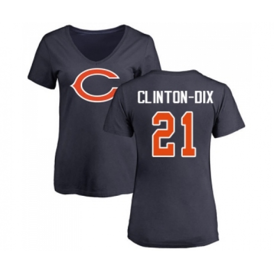 Football Women's Chicago Bears #21 Ha Clinton-Dix Navy Blue Name & Number Logo T-Shirt - Ujersey