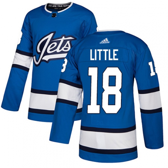 Men's Adidas Winnipeg Jets #18 Bryan Little Authentic Blue Alternate NHL Jersey - Ujersey