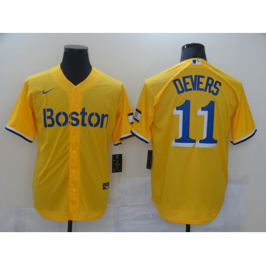 Men's Boston Red Sox #11 Rafael Devers Nike Gold-Light Blue Jersey - Ujersey