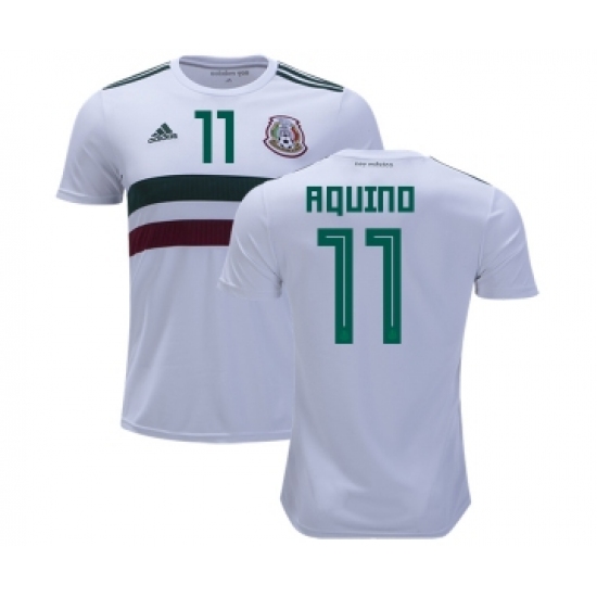 Mexico #11 Aquino Away Kid Soccer Country Jersey