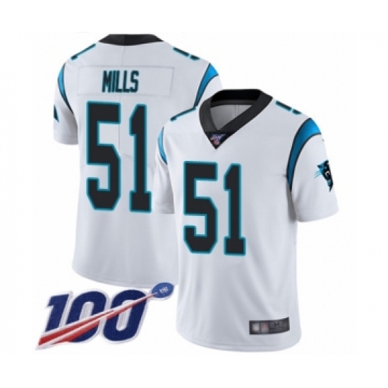 Men's Carolina Panthers #51 Sam Mills White Vapor Untouchable Limited Player 100th Season Football Jersey - Ujersey