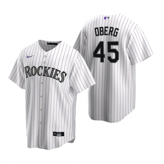 Men's Nike Colorado Rockies #45 Scott Oberg White Home Stitched Baseball Jersey - Ujersey