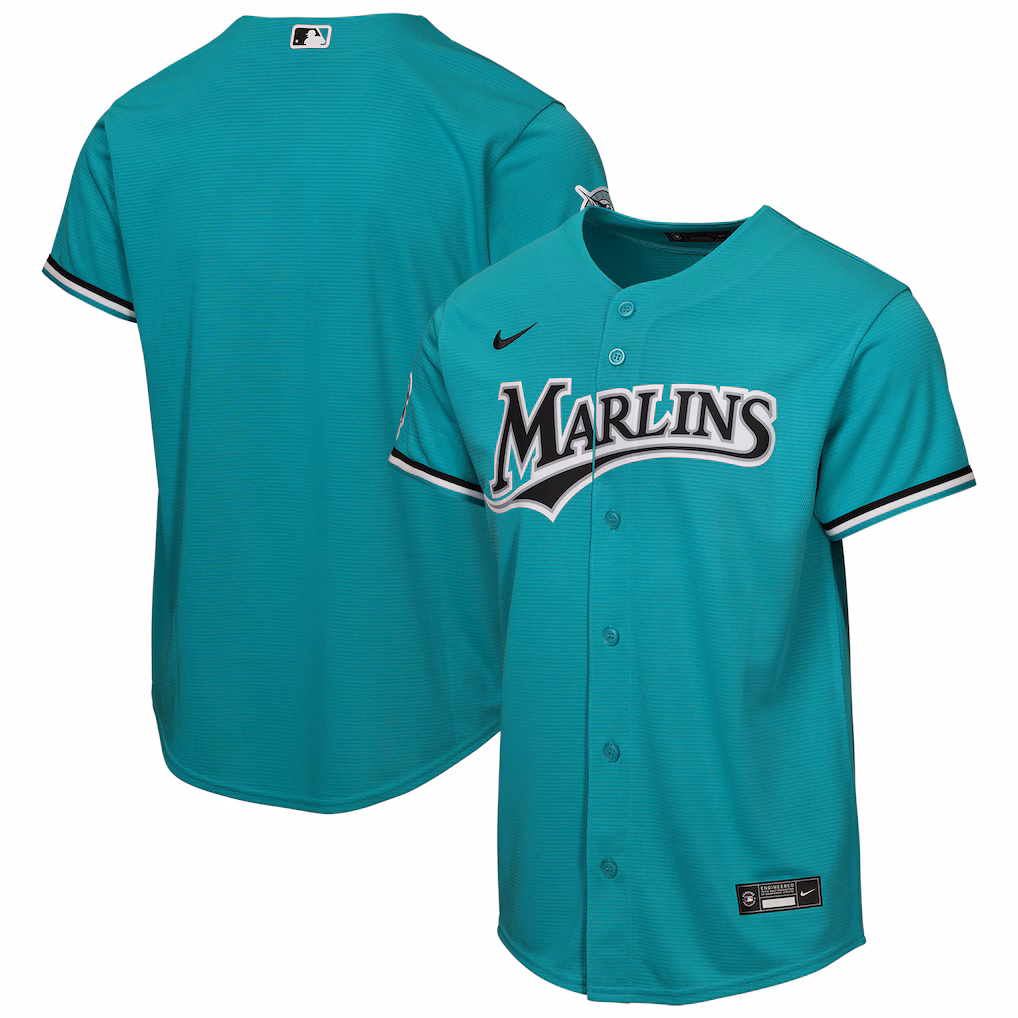 Youth Miami Marlins Nike Teal Alternate Stadium Jersey - Vujersey Los Angeles Rams