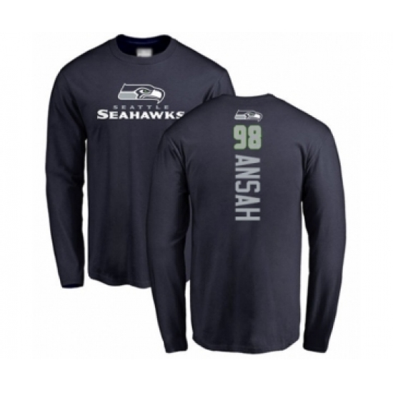 Football Seattle Seahawks #98 Ezekiel Ansah Navy Blue Backer Long Sleeve T-Shirt - Ujersey