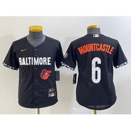 Youth Baltimore Orioles #6 Ryan Mountcastle Black 2023 City Connect Cool Base Stitched Jersey 1 - Ujersey