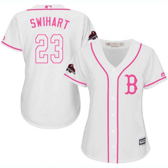 Women's Majestic Boston Red Sox #23 Blake Swihart Authentic White Fashion 2018 World Series Champions MLB Jersey - Ujersey