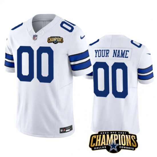Men's Dallas Cowboys Active Player Custom White 2023 F.U.S.E. NFC East Champions Patch Football Stitched Jersey - Ujersey