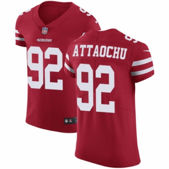 Men's Nike San Francisco 49ers #92 Jeremiah Attaochu Red Team Color Vapor Untouchable Elite Player NFL Jersey - Ujersey