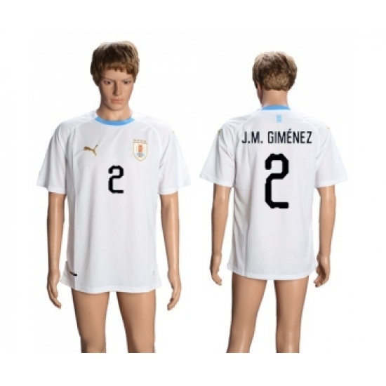 Uruguay #2 J.M.Gimenez Away Soccer Country Jersey