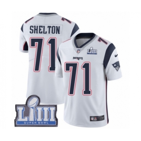 Youth Nike New England Patriots #71 Danny Shelton White Vapor Untouchable Limited Player Super Bowl LIII Bound NFL Jersey - Ujersey